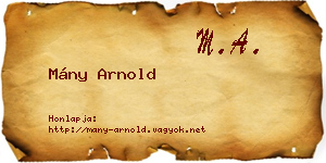 Mány Arnold névjegykártya